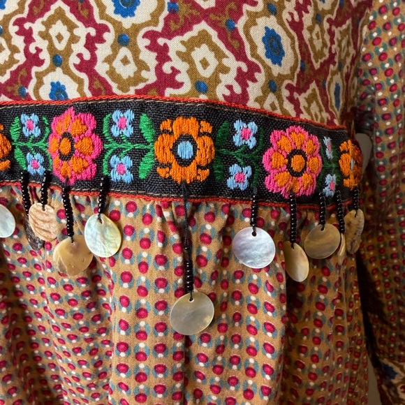 Umgee printed baby doll tunic embroidered sequin trim size Small - Picture 4 of 13